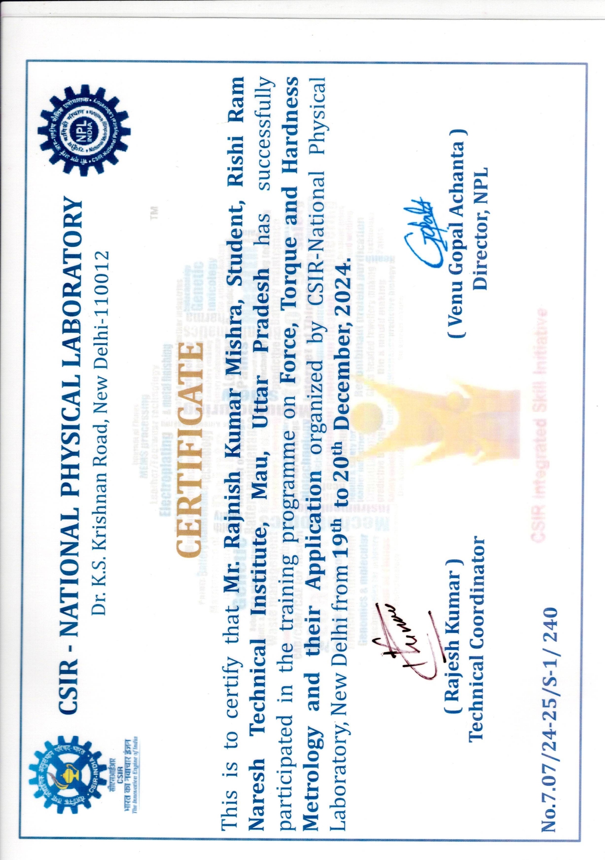 Rajnish Mishra Training Certificate – Page 7
